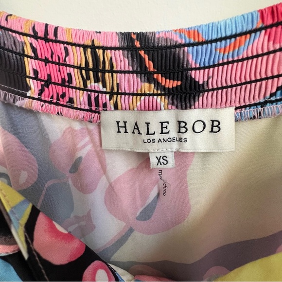 Hale Bob Elbise maxi Dress XS Tropical Floral Tiered Bow Button Down Colorful - Picture 9 of 15